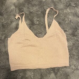 Ribbed Knit Crop Top in Light Pink